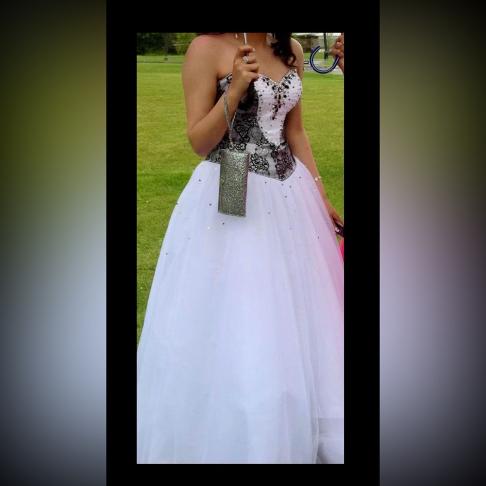 Black and white princess like prom dress